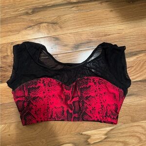 Red and Black Snake Print Crop Top